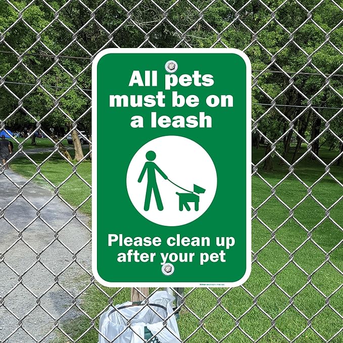 Brimar - 12" x 18" - Please Clean Up After Your Pet Sign - .063″ White Rust-Free Aluminum - Bold Text And Symbol - Easy Installation