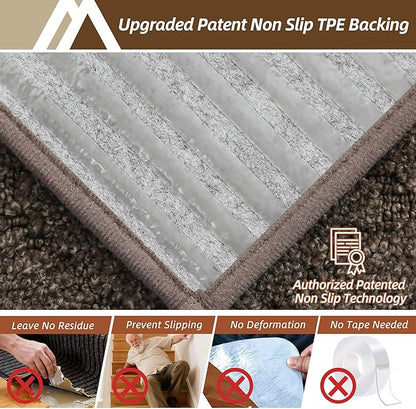 COSY HOMEER Edging Stair Treads Non-Slip Corner Indoor Stair Runners for Wooden Steps,Landing Slip Resistant Stair Rugs Mat for Kids and Dogs,100% Polyester TPE Backing,Brown,30x30 inch