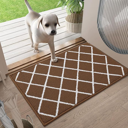 Finchitty Indoor Door Mat, Dirt Resistant and Absorbent, Low-Profile, Non-Slip, Washable Inside Floor Mats for Front Door, Back, and Entrance, 32" x 20", Coffee