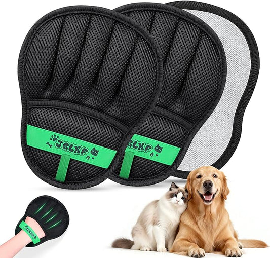 Upgraded Pet Hair Removal Glove for Dogs & Cats, Electrostatic Five-Finger Hair Remover for Furniture, Couch, Carpet, Clothing& Car Seat, 2Pcs Reusable Magic Brush Pet Hair Remover Tool (Black)