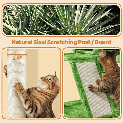 Topeakmart Cat Tree, 57in Cat Tree Tower for Indoor Cats with Basket Top Perches Sisal Scratching Board and Dalling Ball, Cat Activity Center for Kittens