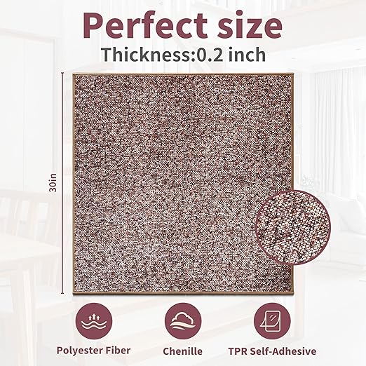 Non-Slip Carpet Stair Treads 1PCS, 30"x30" Peel and Stick Stair Runner for Wooden Steps Indoor, Washable Reusable Adhesive Backing, Pet-Friendly Safety Mats for Kids, Elders, Dogs