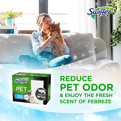 Swiffer Sweeper Pet Heavy Duty Dry Multi-Surface Cloth Refills for Floor Sweeping and Cleaning, Febreze Freshness, 10 Count