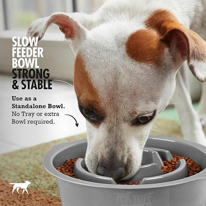 Tuff Pupper Slow Feeder Insert Bowl | Puzzle Maze Slows Down Eating | Elevated Feeder Tray Bowls | Standalone Dog Bowl | Pet Bowls Insert | Easy Clean Dishwasher Safe (4 Cups - Fits 8.9-9.3 Inch Hole)