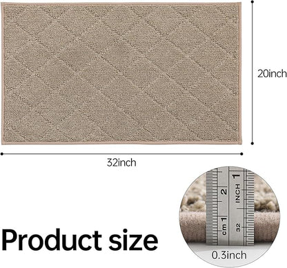 COSY HOMEER Stair Landing Rug Non-Slip 20"x32" Stair Treads for Wooden Steps,Washable Peel and Stick Stair Treads Matching Mats,Pet Friendly Soft Reusable Stair Landing Mat for Kids and Elders,Beige
