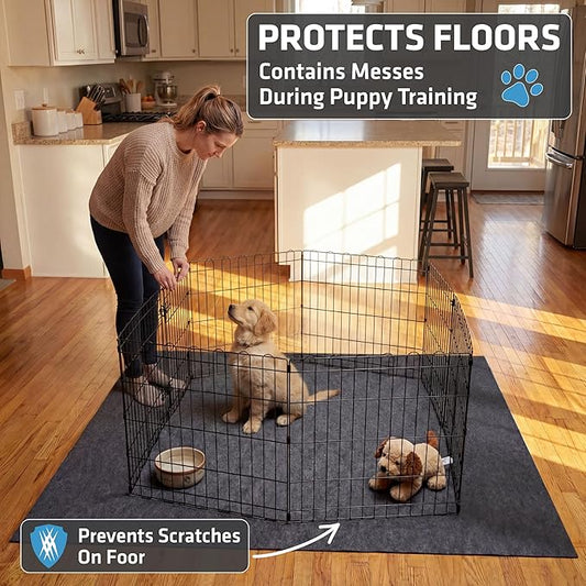 Drymate 2-Pack Jumbo Dog Playpen Mat (60x74), Absorbent, Waterproof, Slip-Resistant, Machine Washable, Reusable Puppy Pad for Training, Whelping, Housebreaking, Incontinence, Crate, Kennel (USA Made)