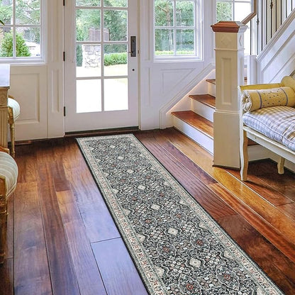 HY HAO YUN LAI Non Slip Runners for Hallways,Washable Long Ultra Soft Kitchen Runner Rug,Non Shedding Accent Farmhouse Runner Rugs (Black, 2 X 10)
