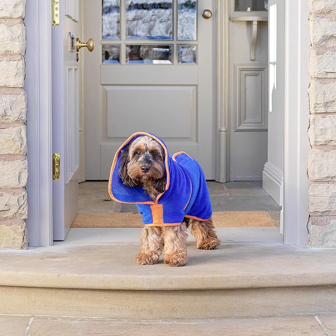 Lucky Pooch® Dog Robe - Luxurious Dog Bathrobe - Ultra Absorbent Dries Your Dogs in Minutes! Double-Layer, Super Soft Towel and Bath Robe All in One (XS, Royal Blue)