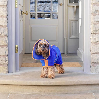 Lucky Pooch® Dog Robe - Luxurious Dog Bathrobe - Ultra Absorbent Dries Your Dogs in Minutes! Double-Layer, Super Soft Towel and Bath Robe All in One (XS, Royal Blue)