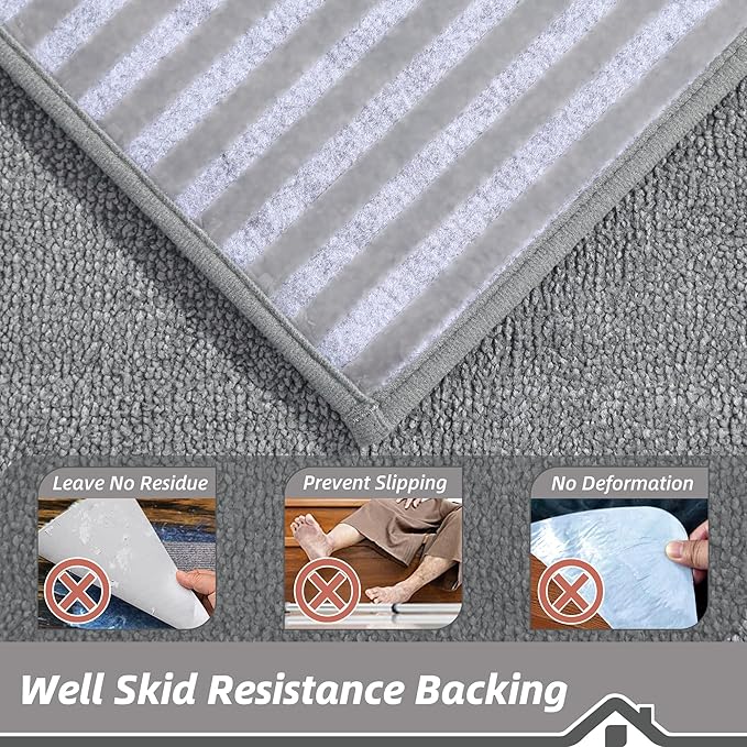 BEQHAUSE Stair Landing Rug Non-Slip 30"x30", Square Stair Landing Mats for Stairs Washable, Carpet Stair Treads Matching Mats for Wooden Steps Indoor Landing Rugs Surface Polyester TPE Backing, Grey