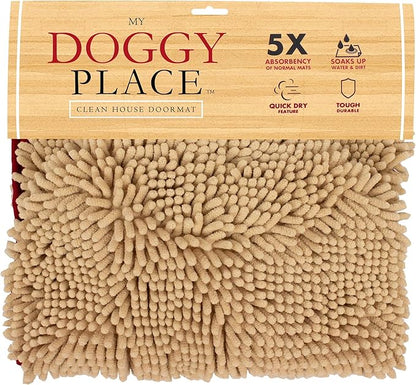 My Doggy Place Super Absorbent Microfiber Dog Towel with Hand Pockets - Quick Dry Shammy - Washer and Dryer Safe - Oatmeal - 30 x 12.5 in