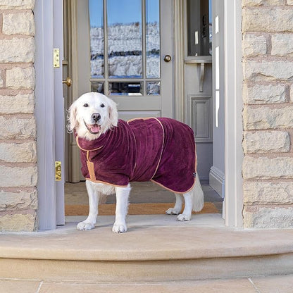 Lucky Pooch® Dog Robe - Luxurious Dog Bathrobe - Ultra Absorbent Dries Your Dogs in Minutes! Double-Layer, Super Soft Towel and Bath Robe All in One (XL, Plum)