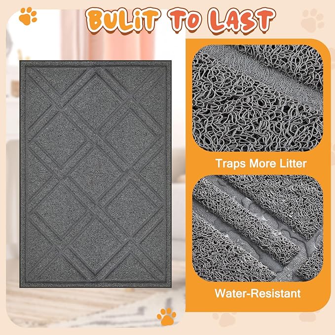 Marsui 2 Pack Cat Ramp for Litter Box Steps with 23" x 35" Non Slip Cat Mat Dog Stairs Rubber Feet Step for Automatic Litter Box Older Elderly Small Cats Animal Pets