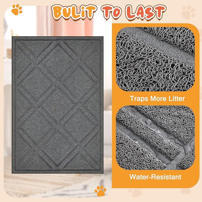 Marsui 2 Pack Cat Ramp for Litter Box Steps with 23" x 35" Non Slip Cat Mat Dog Stairs Rubber Feet Step for Automatic Litter Box Older Elderly Small Cats Animal Pets