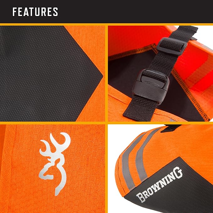 Browning Pet Vests, Hi Vis Safety Vests for Dogs, Saftey Orange, Medium, Full Coverage