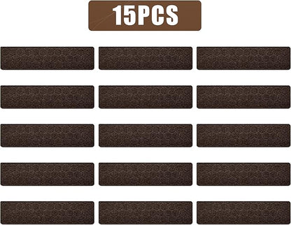 15 Pack 8 "X 30" Non-Slip Carpet Stair Treads for Indoor Wooden Steps, Made of Polyester and Reusable Adhesive, Suitable for Kids Elders and Pets（Brown Hexagon）