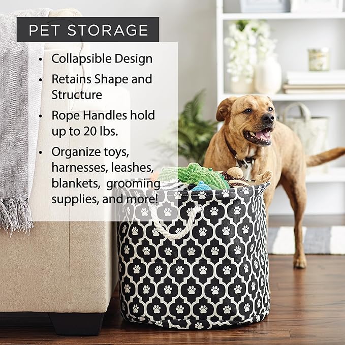 Bone Dry Pet Storage Collection Collapsible Bin, Medium Round, Gray
