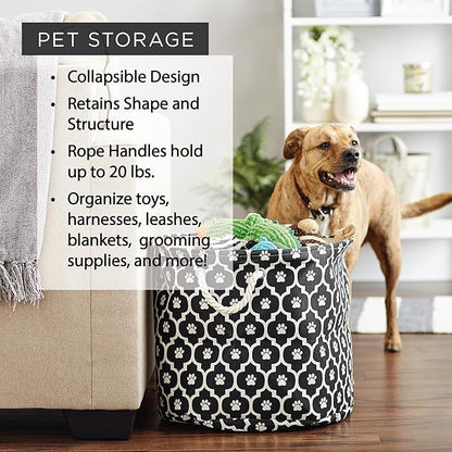 Bone Dry Pet Storage Collection Collapsible Bin, Medium Round, Gray