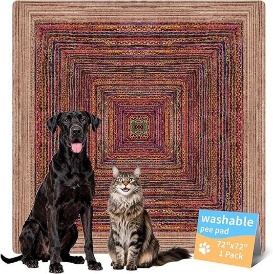 Washable Training Pads for Dog Pee Pads for Dogs - Reusable & Super Absorbent Puppy Pads Pet Potty Crates Dog Supplies Puppy Essentials Sisal Bohemian Print 72" x72"