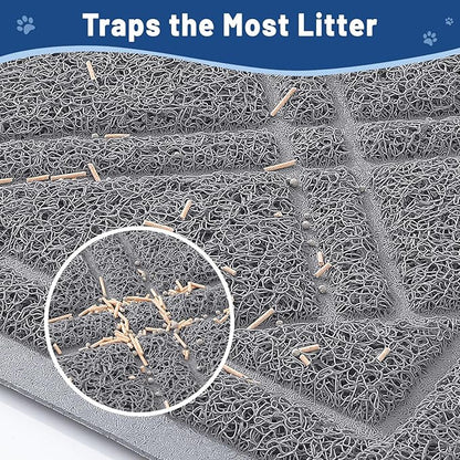 Smiry Cat Litter Box Mat 47x32, Non-Slip Water Resistant Litter Trapping Mat, Easy Clean Less Waste and Urine-Locking Cat Carpet for Indoor, Grey