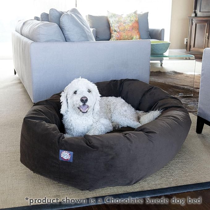 Majestic Pet Dog Bed, 24x19x7in, Rust - Soft Round Pet Bed with Spine Support, Calming Donut Bed for Small Dogs, Washable, High-loft Polyester Fill, Waterproof Base, 300/600 Denier