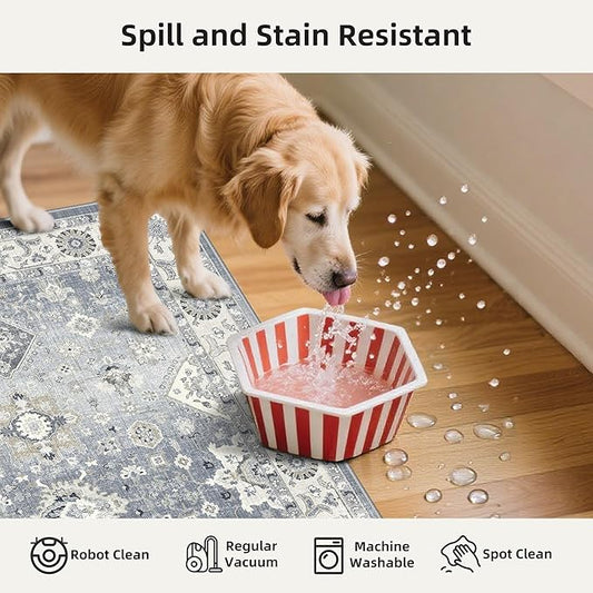3 Pieces Kitchen Rug Sets: Farmhouse Washable Non-Slip Floor Mat for Sink Stove & Fridge Area Water Resistant Carpet for Laudry Room Entryway Soft Cozy Runners for Kids Pets Family(2x3+2x4+2x5,Grey)