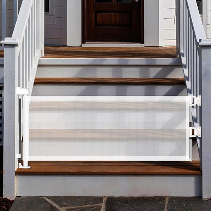 14" H Short Dog Gate - Pet Gates Puppy Gate, Mesh Retractable Step Over Pet Fence, Expands Up to 59" Indoor/Outdoor, Small Dog Gates for Doorways & Stairs