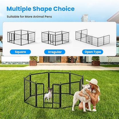 HealSmart Dog Playpen 24 Inch 8 Panels, Multi-Shaped Foldable Metal Pet Pen Fence with Single Gate, Light Weight and Easy to Carry, Black