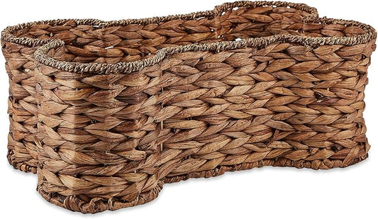 Bone Dry Pet Storage Collection, Bone Shape Hyacinth Toy Basket, Dark Brown, Small