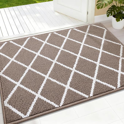 Finchitty Indoor Door Mat, Dirt Resistant and Absorbent, Low-Profile, Non-Slip, Washable Inside Floor Mats for Front Door, Back, and Entrance, 36" x 24", Brown