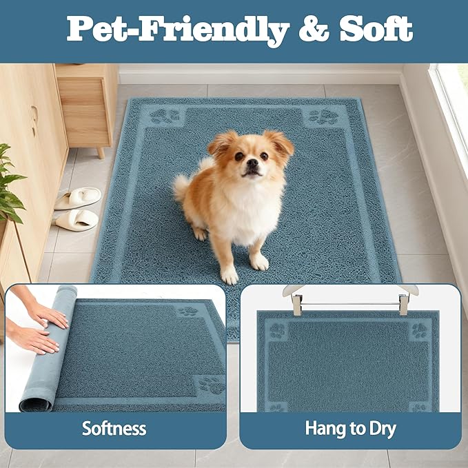 Darkyazi Pet Feeding Mat Large for Dogs and Cats,24"×16" Flexible and Easy to Clean Feeding Mat,Best for Non Slip Waterproof Feeding Mat. (Silver Blue)