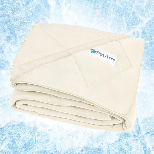 PetAmi Premium Cooling Dog Blanket | Lightweight Fluffy Pet Throw Blanket Bed Cover for Dogs, Cat, Puppies | Pet Blanket Furniture Protector Couch Sofa | Reversible Fuzzy Cozy | 40x60, Beige Latte