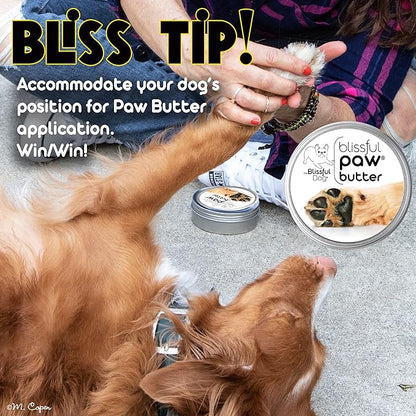 The Blissful Dog Paw Butter, Moisturizer for Dry Paw Pads, Softens and Protects a Rough Paw in Winter, Versatile, Lick-Safe Dog Pad Balm, 8 oz.