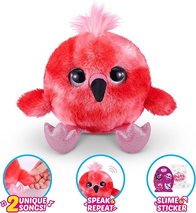 Pets Alive Chirpy Birds (OWL) by ZURU, Electronic Pet That Speaks, Giant Surprise Egg, Stickers, Comb, Fluffy Clay, Bird Animal Plush for Girls