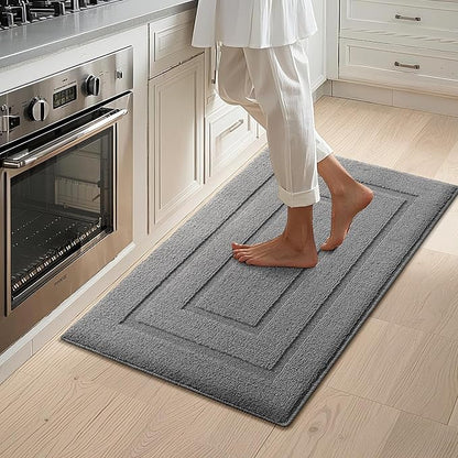 GRANNY SAYS Kitchen Mats for Floor, 32 x 20, Kitchen Rugs Non Slip Washable, Thick Floor mats for Kitchen, Laundry, Kitchen Carpet Non Skid, Grey