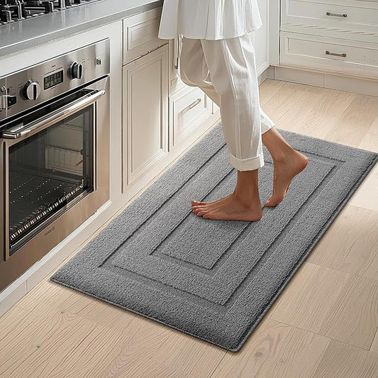 GRANNY SAYS Kitchen Mats for Floor, 32 x 20, Kitchen Rugs Non Slip Washable, Thick Floor mats for Kitchen, Laundry, Kitchen Carpet Non Skid, Grey