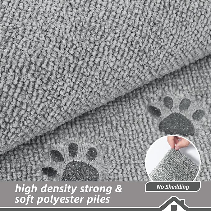 BEQHAUSE Stair Landing Rug Non-Slip 30"x30", Square Stair Landing Mats for Stairs Washable, Carpet Stair Treads Matching Mats for Wooden Steps Indoor Landing Rugs Surface Polyester TPE Backing, Grey
