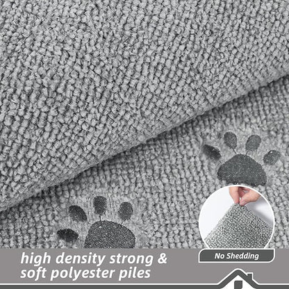 BEQHAUSE Stair Landing Rug Non-Slip 30"x30", Square Stair Landing Mats for Stairs Washable, Carpet Stair Treads Matching Mats for Wooden Steps Indoor Landing Rugs Surface Polyester TPE Backing, Grey
