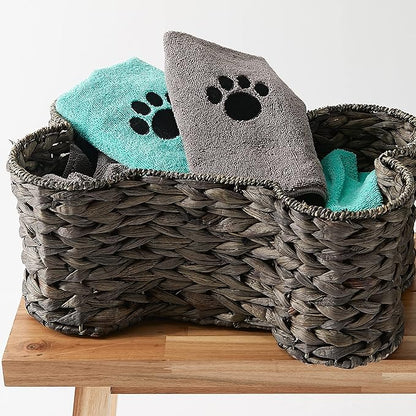 Bone Dry Pet Grooming, Embroidered Microfiber Towel Drying Collection, 15x30, Gray
