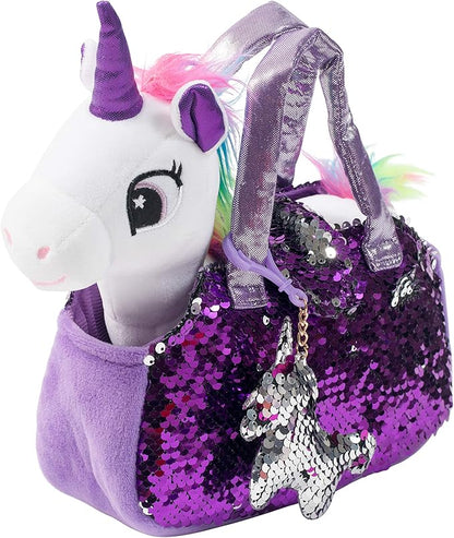 Little Jupiter Plush Pet Set w/Purse - Unicorn Stuffed Animals for Girls - Plush Gift for Age 4-5 - 6-7 yrs (White Unicorn)