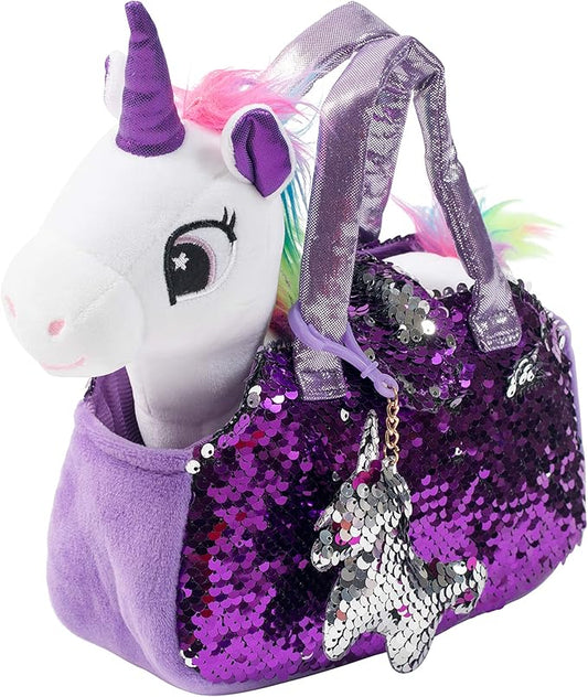 Little Jupiter Plush Pet Set w/Purse - Unicorn Stuffed Animals for Girls - Plush Gift for Age 4-5 - 6-7 yrs (White Unicorn)