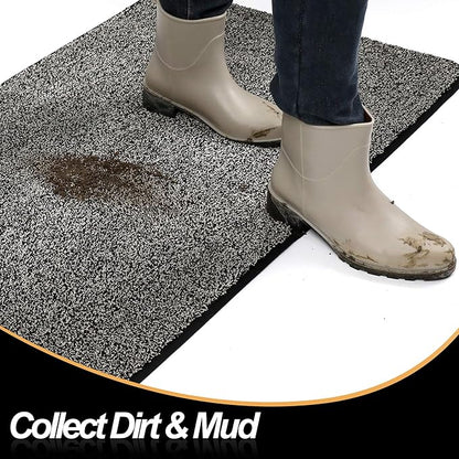 ITSOFT Dirt Trapper Indoor Door Mat & Entrance Rug For Wet Muddy Shoes and Pet Paws, Non-Slip Machine Washable, Shoe Scraper, Absorbent Welcome Dog Mat for Front Door, Entry Way (35x24, Black & White)
