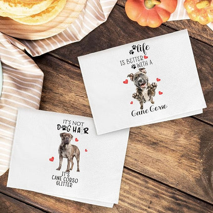 Cane Corso Gifts Kitchen Towels Set of 2, Dog Funny Hand Towels for Kitchen Bathroom Decor, Gifts for Dog Moms Lovers Owners Women Men Christmas Dishcloths Dish Towel 16X24 Inches