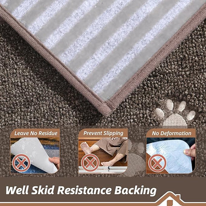 BEQHAUSE Stair Landing Rug Non-Slip 30"x30", Square Stair Landing Mats for Stairs Washable, Carpet Stair Treads Matching Mats for Wooden Steps Indoor Landing Rugs Surface Polyester TPE Backing, Brown