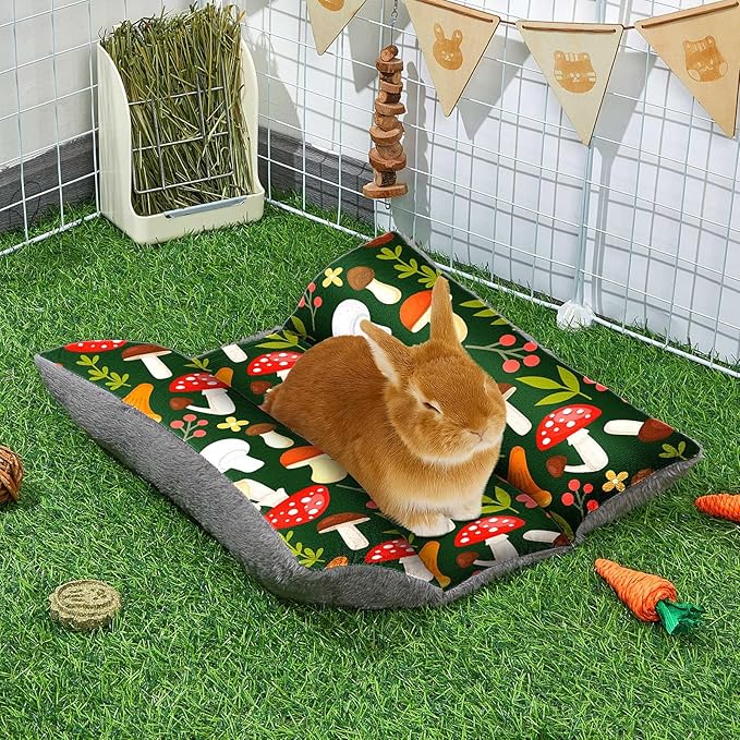Rabbit Bed 18"X15"Thickened and Soft Bunny Bed Washable Cuddle Cushion Plush Mat Double-Sided Plush Small Pet Flop Mat Cotton Pillow for Rabbit