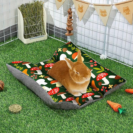 Rabbit Bed 18"X15"Thickened and Soft Bunny Bed Washable Cuddle Cushion Plush Mat Double-Sided Plush Small Pet Flop Mat Cotton Pillow for Rabbit