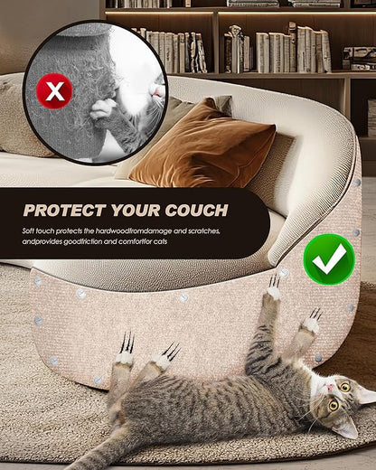 Cat Scratch Furniture Protector, Trimmable Self-Adhesive Carpet, DIY Climb Cat Scratcher Mat for Covering Cat Tower and Couch Protector from Cat Claws（Beige）
