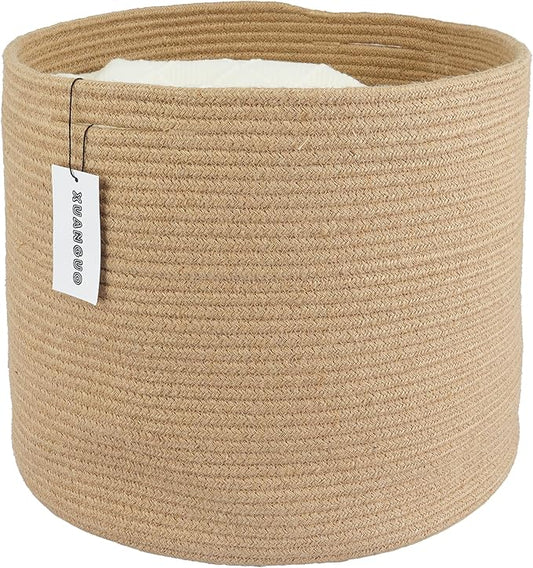 Jute Rope Basket For Girls Boys Kids 16”X14” Baby Laundry Baskets Nursery Bin Round Woven Basket Organizer For Storage Toys Blankets Shoes Clothes