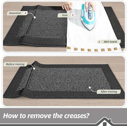 BEQHAUSE Indoor Door Mat 20" x 48", Dirt Trapper Door Mats Non-Slip Entryway Rugs Washable, Resist Dirt Absorbent Welcome Mat, Low Profile Floor Mats for Front Back Door and Entryway, Charcoal
