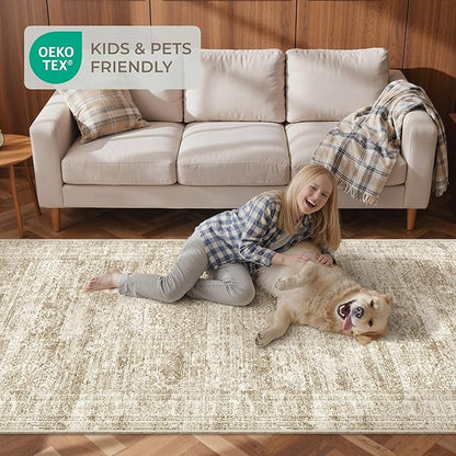 Long Bathroom Rugs Runner - Washable Runner Rugs for Hallway 2x10, Ultra-Thin Soft Kitchen Carpet Runner, Anti Slip Backing Runner Rugs for Entrance, Bedroom, Living Room(2'x10', Brown/Ivory)